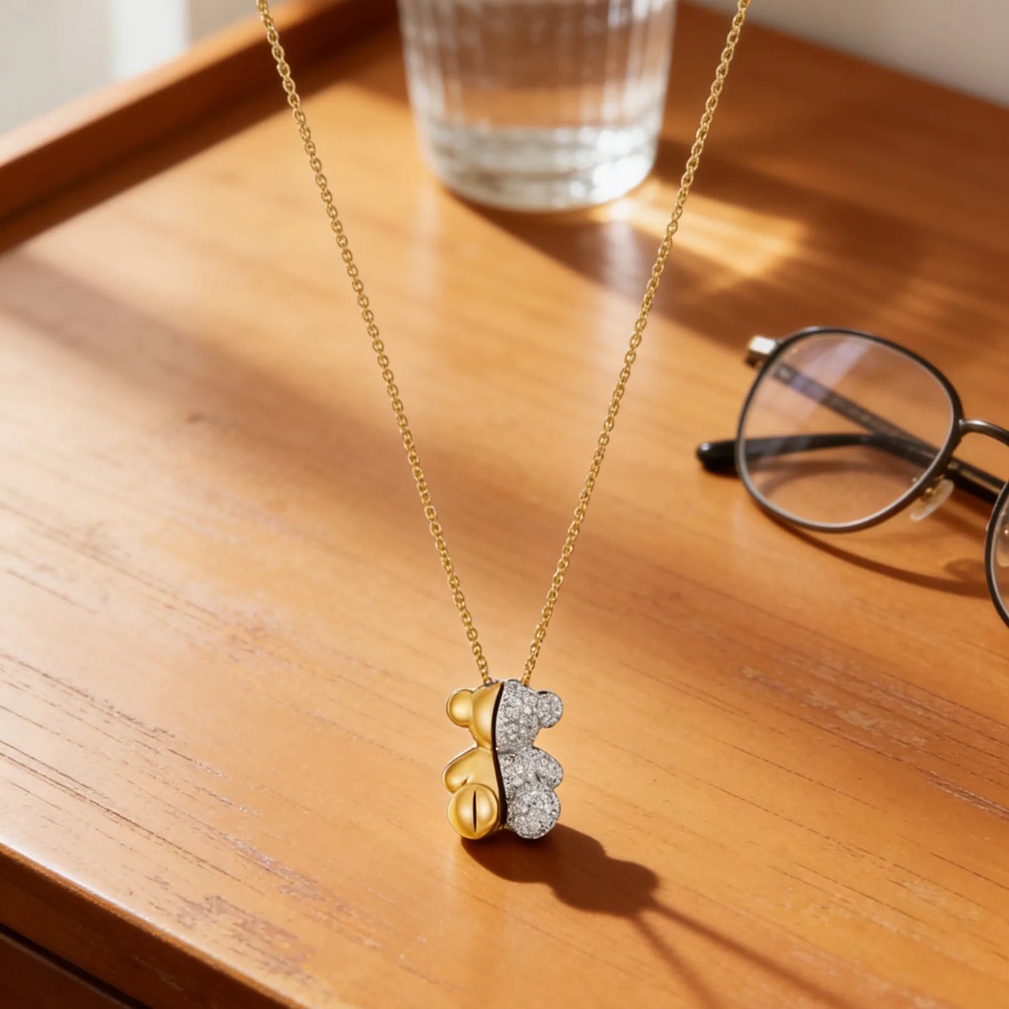 S925 Sterling Silver Cute Bear Necklace