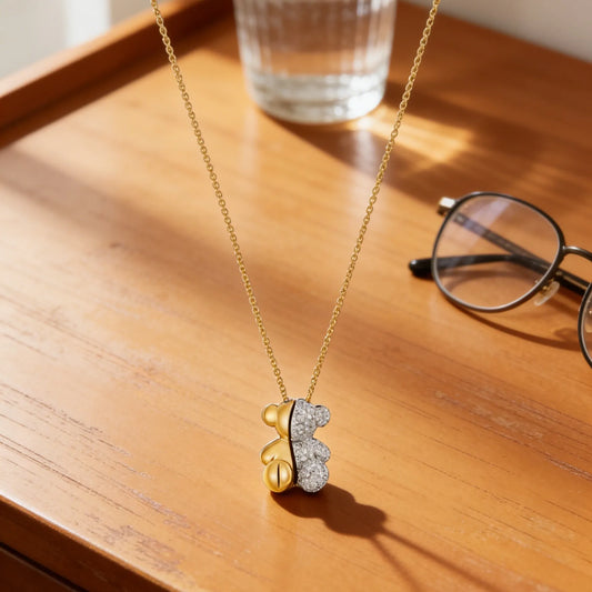 S925 Sterling Silver Cute Bear Necklace