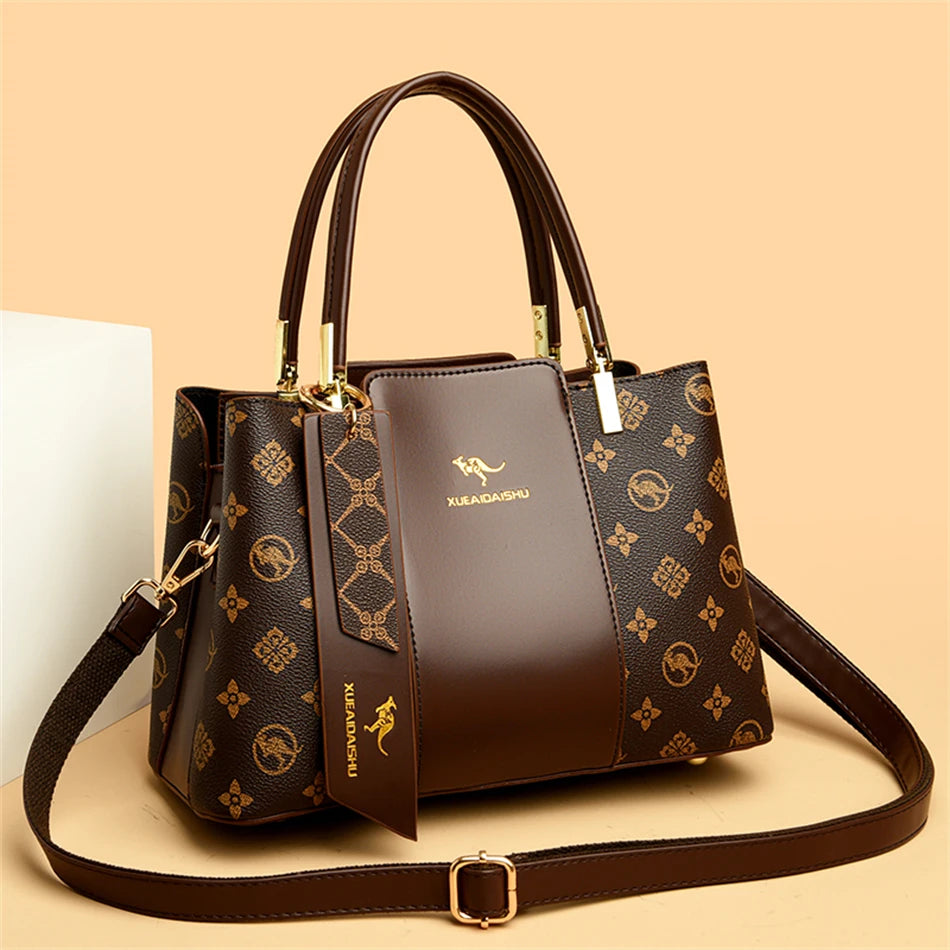 Luxury Handbag Fashion Print Large Capacity Soft Leather