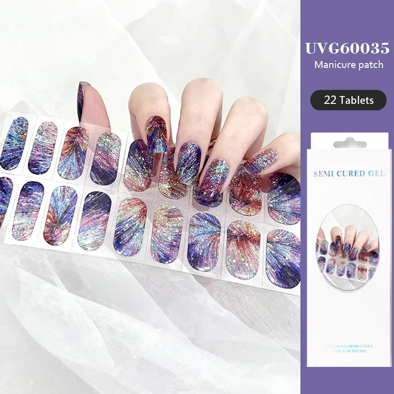 Strips Semi-cured Gel Nail Stickers Waterproof