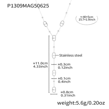 Stainless Steel Long Necklace Trendy Pig Nose Style Y Shape Drop Pendant