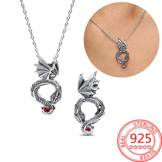 925 Sterling Silver Dragon Pendant Necklace