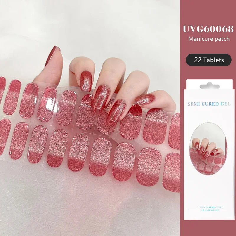 Strips Semi-cured Gel Nail Stickers Waterproof