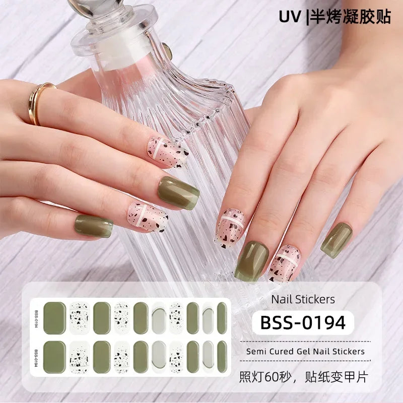 Strips Semi-cured Gel Nail Stickers Waterproof