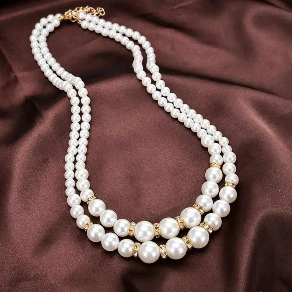 Double Layer Pearl Choker Necklace for Women