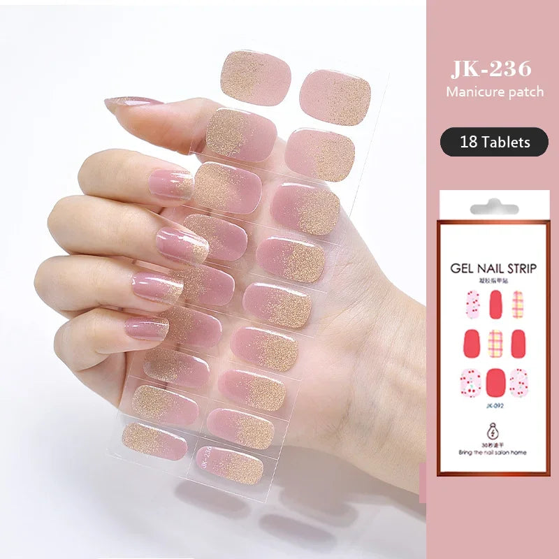 Strips Semi-cured Gel Nail Stickers Waterproof