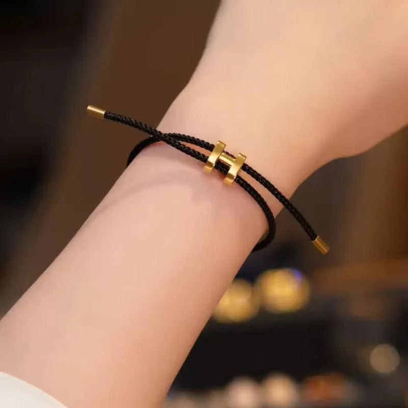 Fashionable and elegant H-buckle stainless steel rope bracelet
