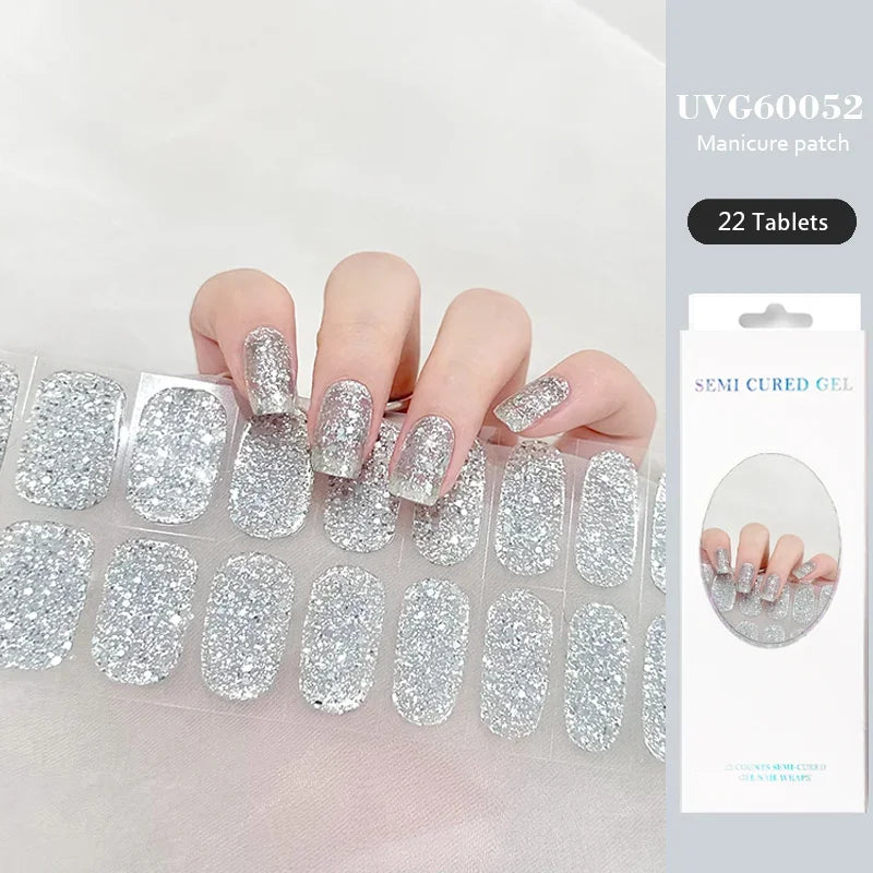 Strips Semi-cured Gel Nail Stickers Waterproof