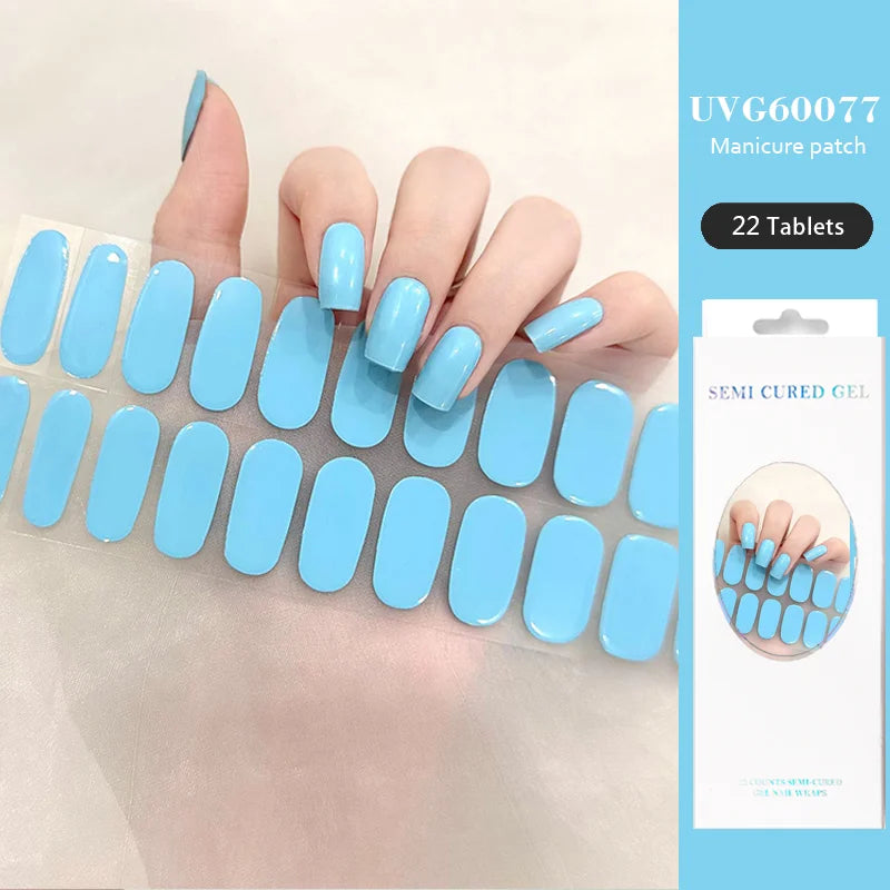 Strips Semi-cured Gel Nail Stickers Waterproof