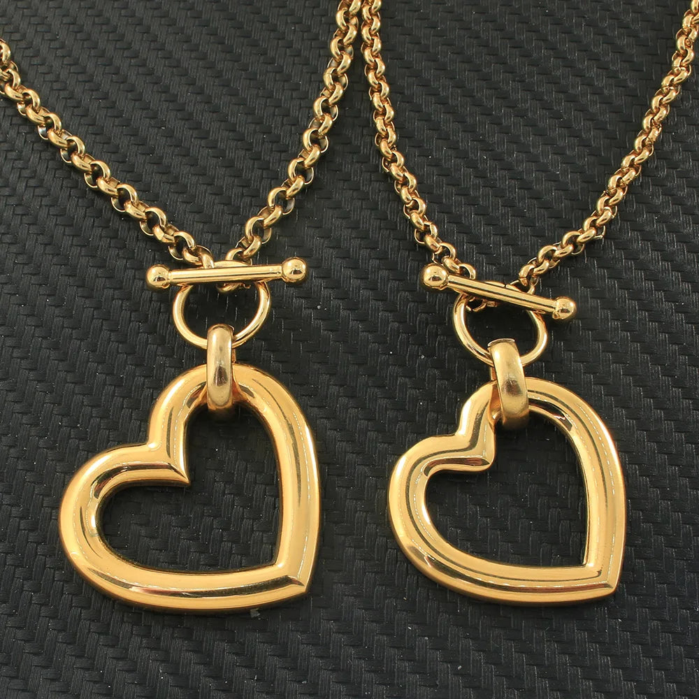 Stainless Steel Jewelry 2 Color Collar Style Fashion Necklaces Pendant Heart