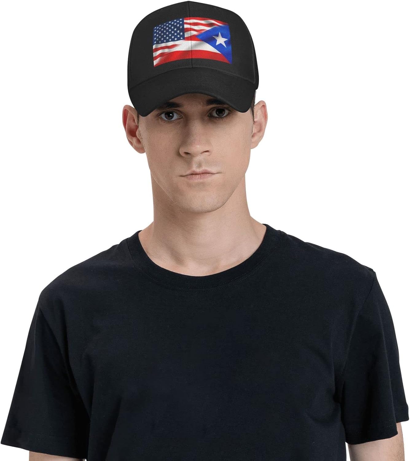 Half American Half Puerto Rico Flag Peaked Cap Unisex