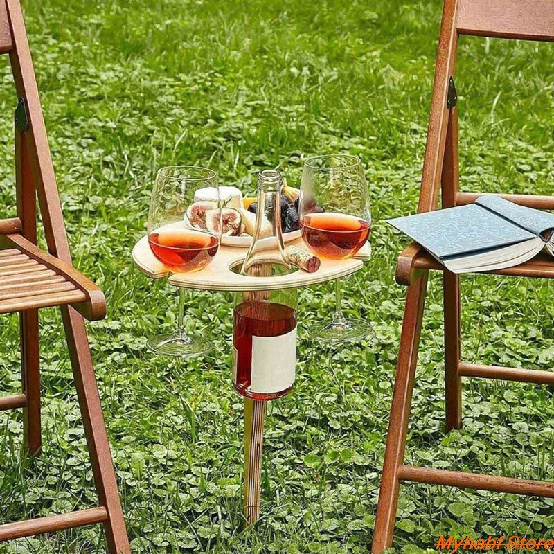 Beach or park table with wine and glasses area