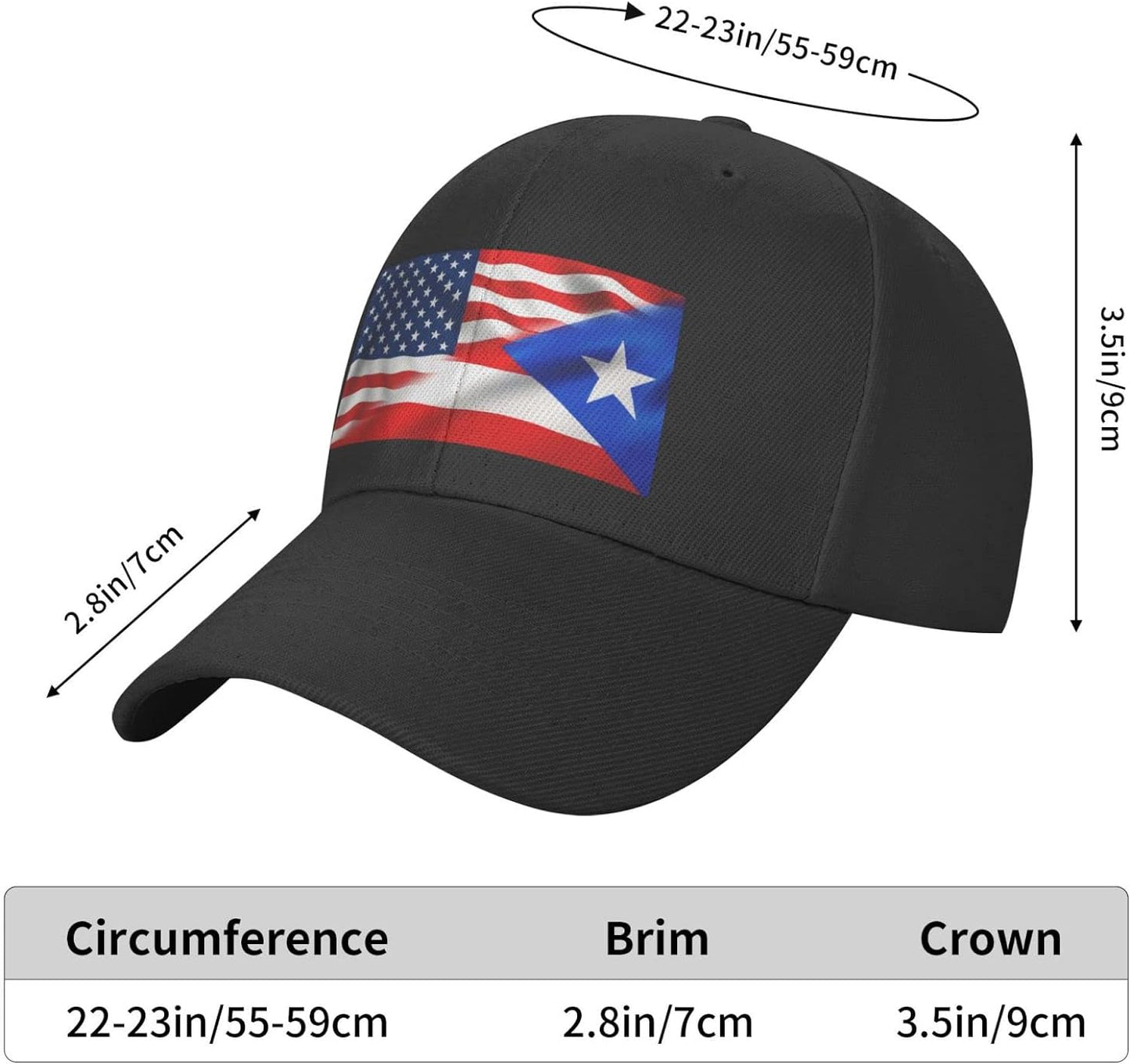 Half American Half Puerto Rico Flag Peaked Cap Unisex