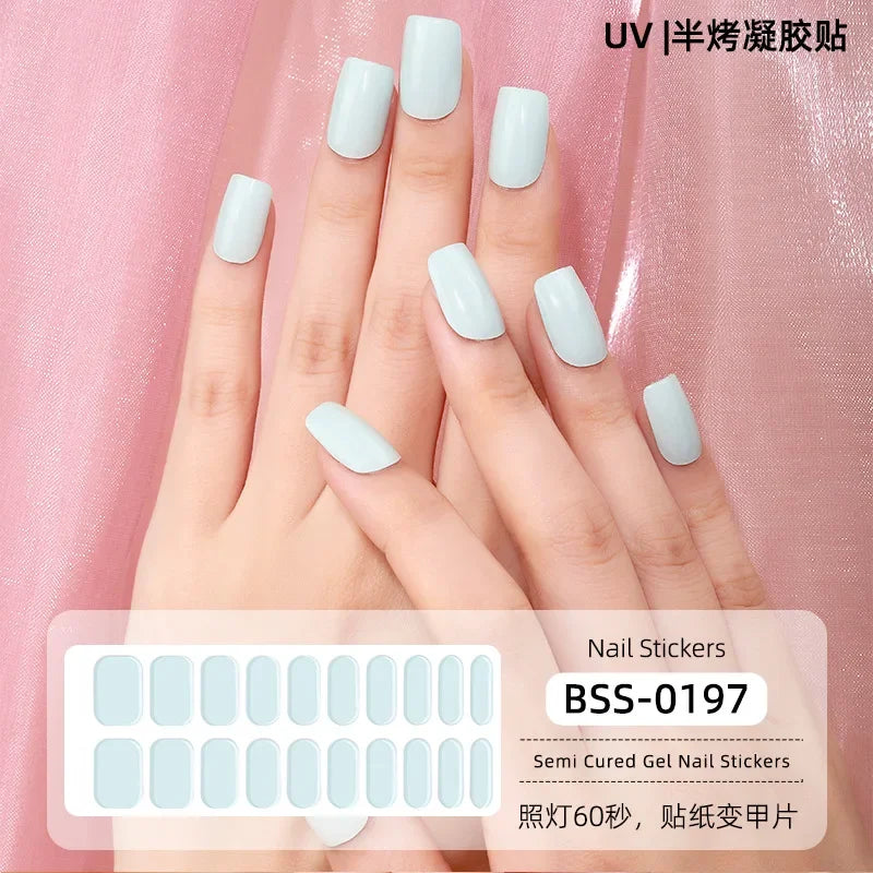 Strips Semi-cured Gel Nail Stickers Waterproof