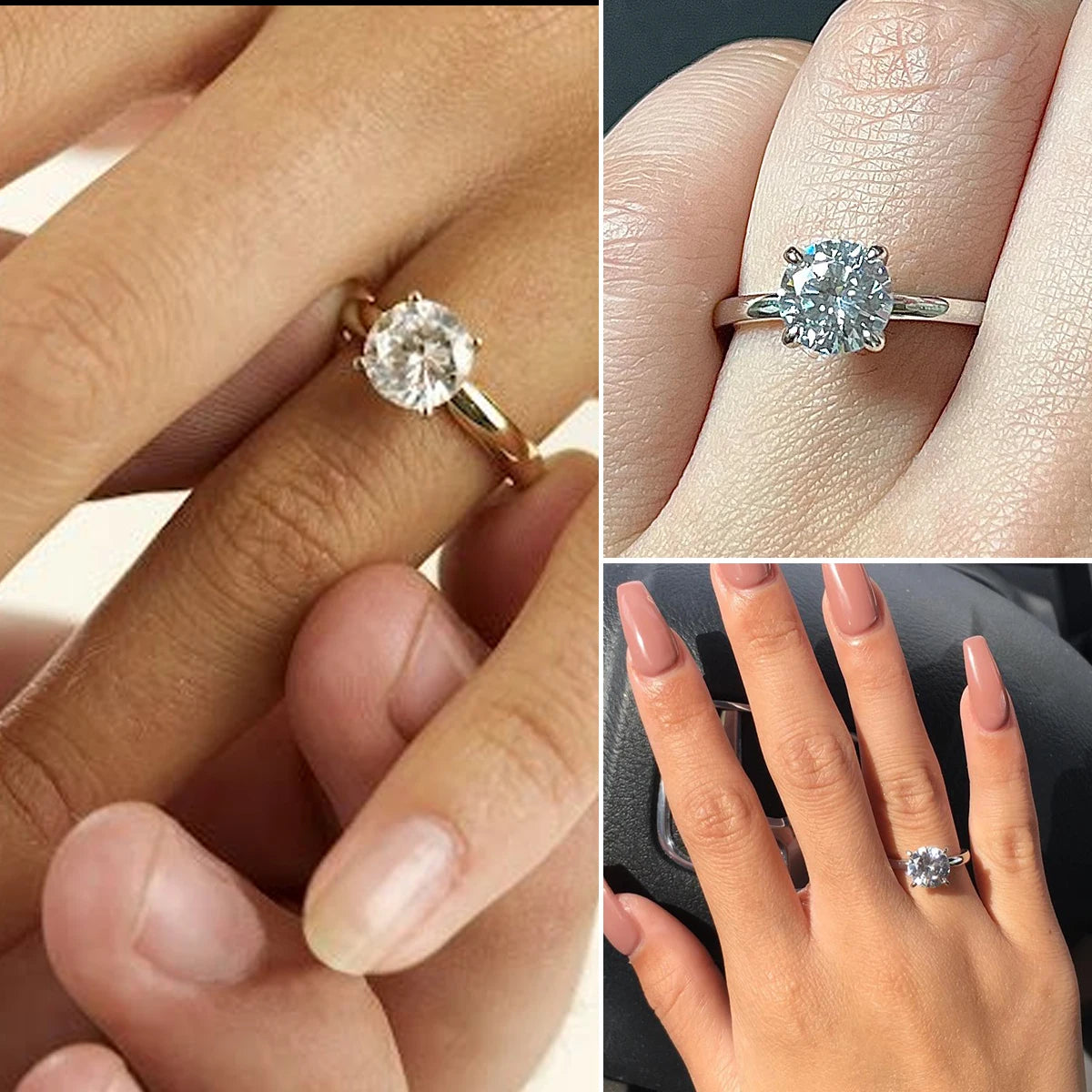 Solitaire  Stainless Steel Rings Interchangeable Cubic Zirconia