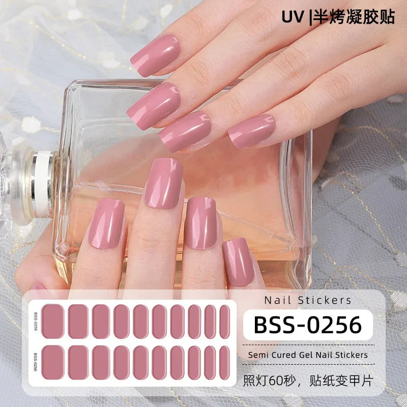 Strips Semi-cured Gel Nail Stickers Waterproof