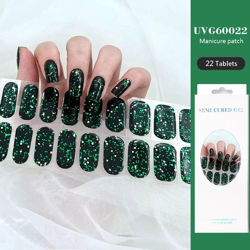 Strips Semi-cured Gel Nail Stickers Waterproof