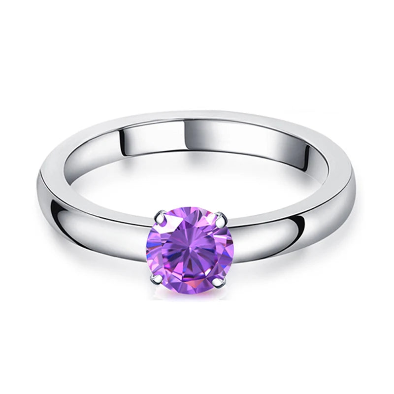 Solitaire  Stainless Steel Rings Interchangeable Cubic Zirconia