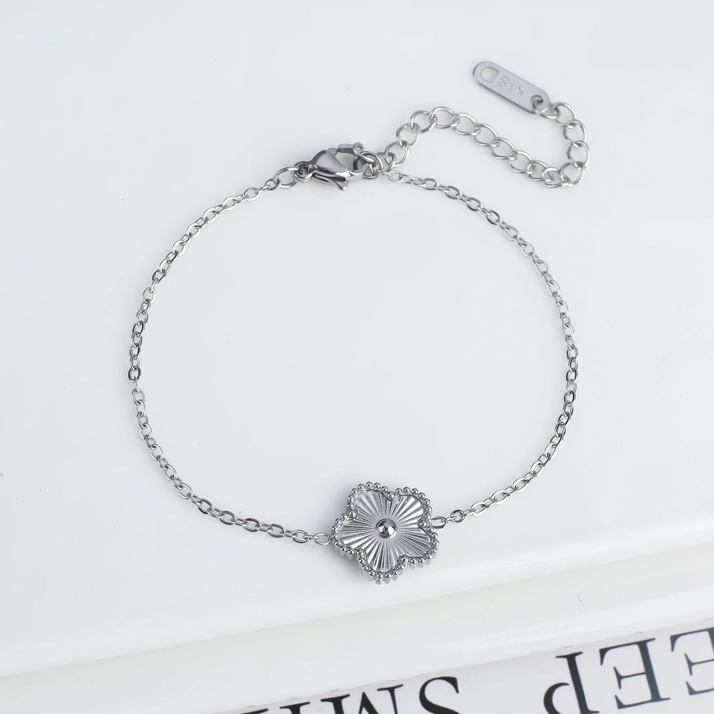 EJ  Luxury Stainless Steel Flower Chain  Bracelet