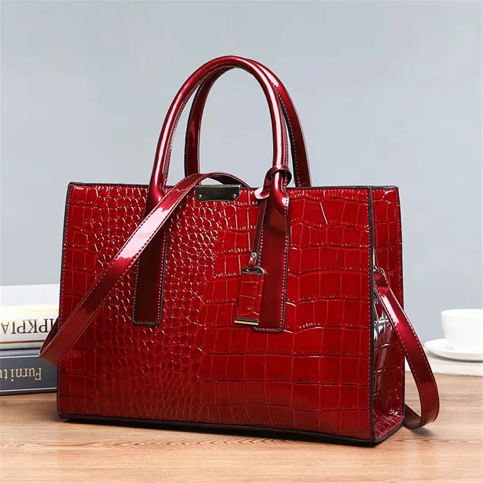 Luxury Handbag Fashion Print Large Capacity Soft Leather