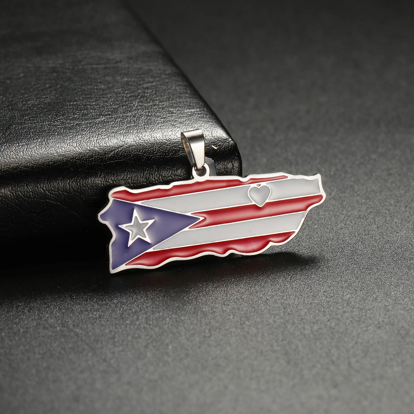 Puerto Rico Map Flag Pendant
