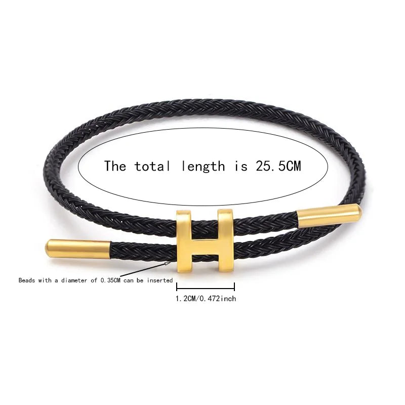 Fashionable and elegant H-buckle stainless steel rope bracelet