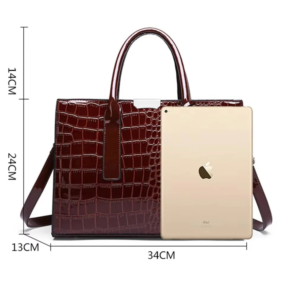 Luxury Handbag Fashion Print Large Capacity Soft Leather