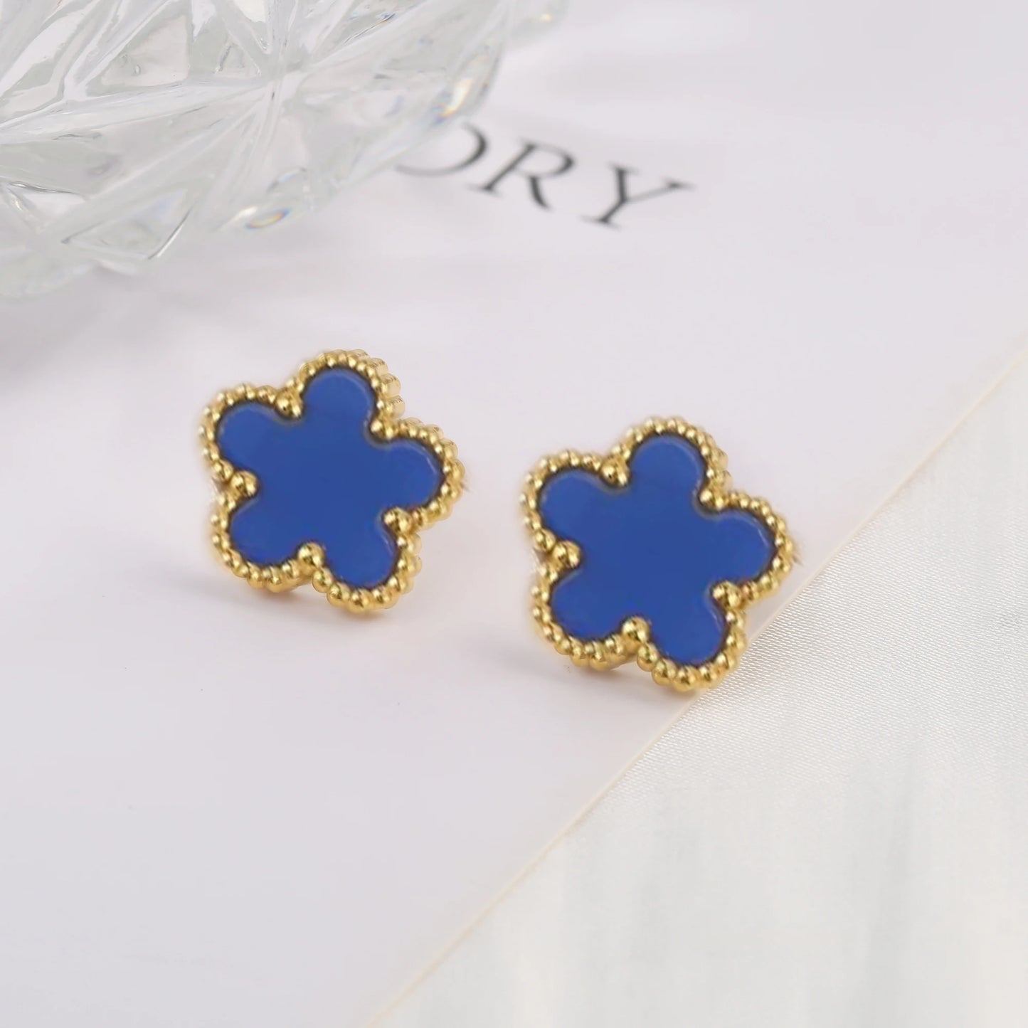 EJ High-Quality Stainless Steel Five-Leaf Flower Clover Studs Earrings
