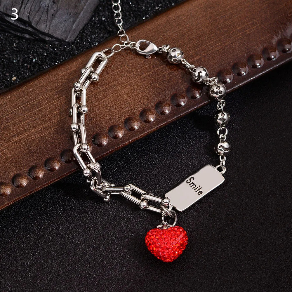 New Arrival Romantic Love Heart 925 Sterling Silver  Charm Bracelet Jewelry