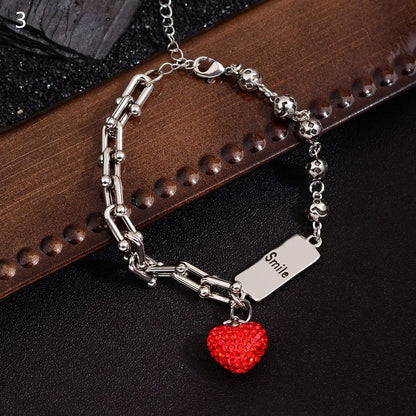 EJ  Heart Retro Thai Silver Ladies Charm Bracelet