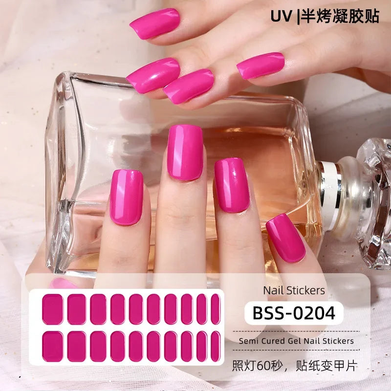 Strips Semi-cured Gel Nail Stickers Waterproof