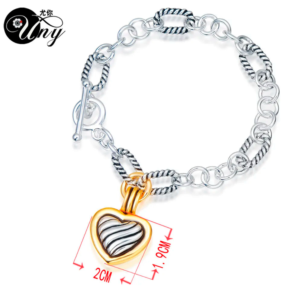 UNY Antique cable Heart Bracelet