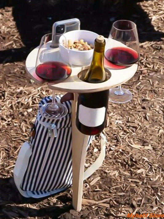 Beach or park table with wine and glasses area