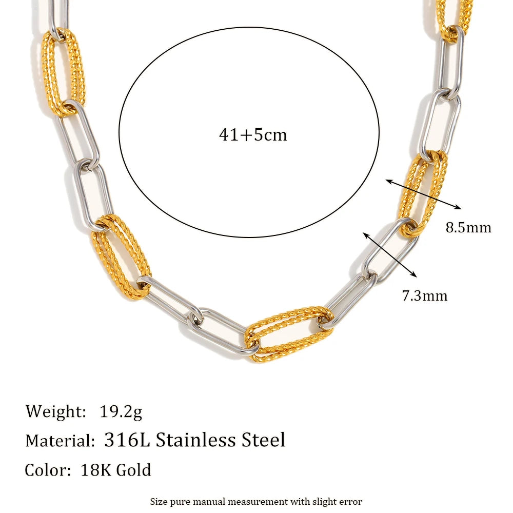 EJ  18K Gold Plated Stainless Steel Waterproof Necklace