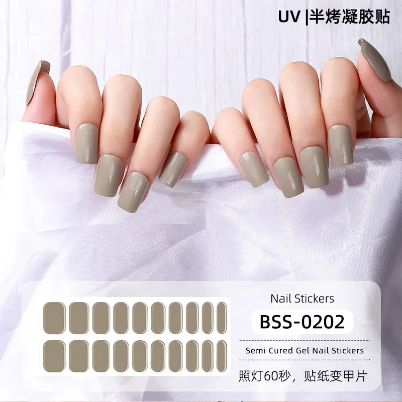 Strips Semi-cured Gel Nail Stickers Waterproof