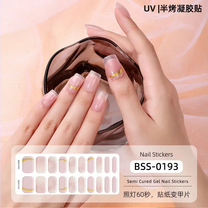 Strips Semi-cured Gel Nail Stickers Waterproof