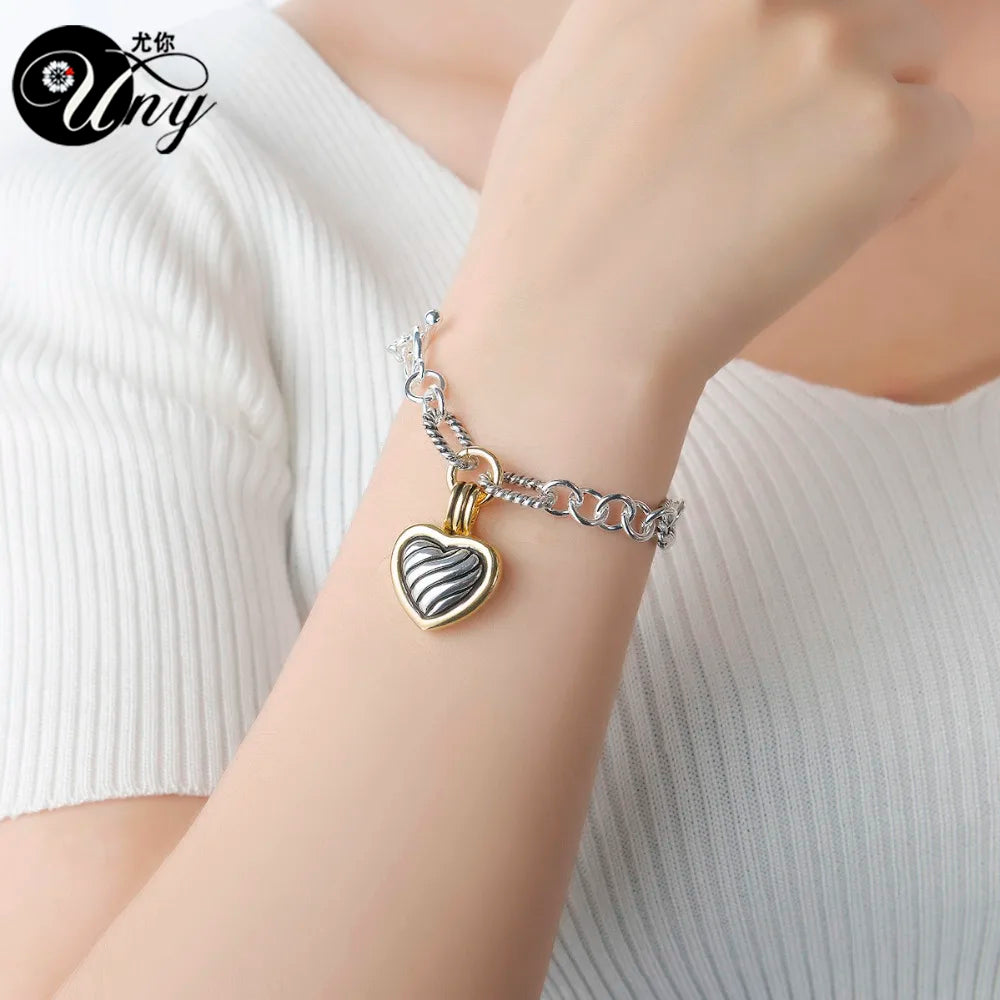 UNY Antique cable Heart Bracelet