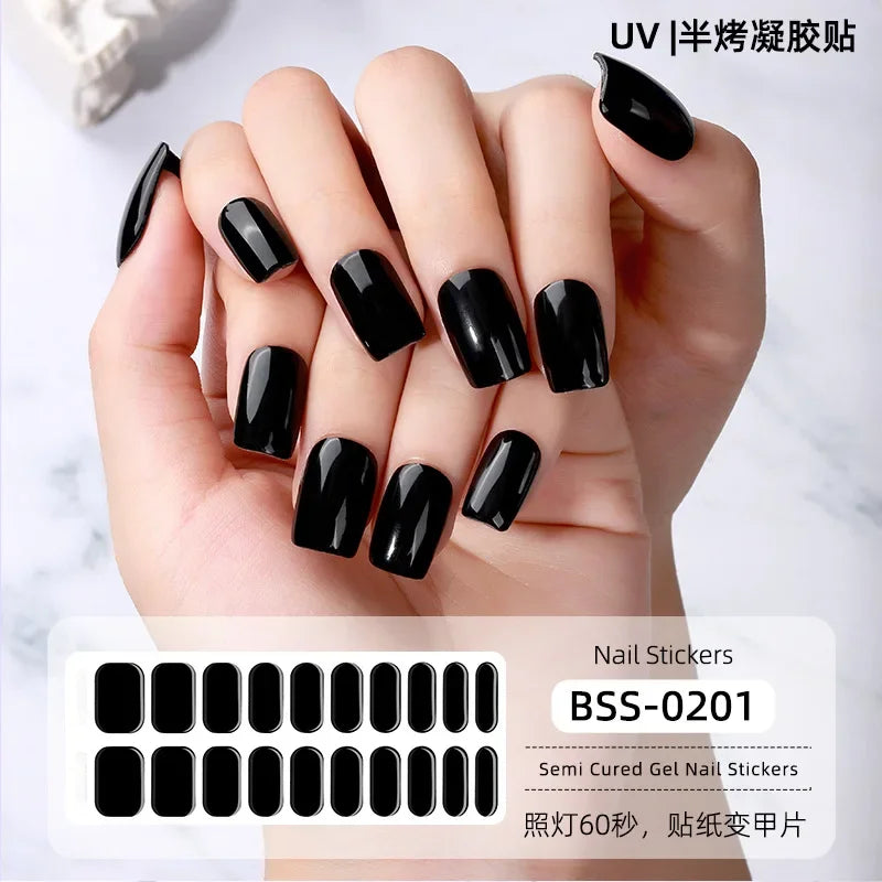 Strips Semi-cured Gel Nail Stickers Waterproof