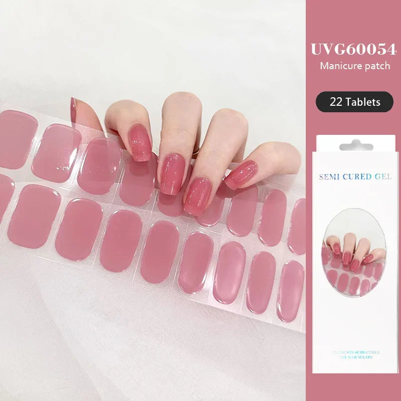 Strips Semi-cured Gel Nail Stickers Waterproof