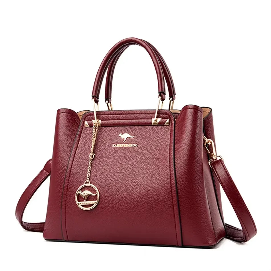 Luxury Handbag Fashion Print Large Capacity Soft Leather