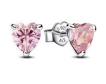 Pink Heart earrings  silver