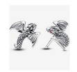 Mini dragon shaped silver earrings