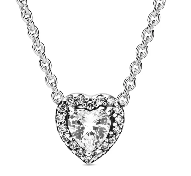 Heart necklace and ring set in 925 silver and zirconia