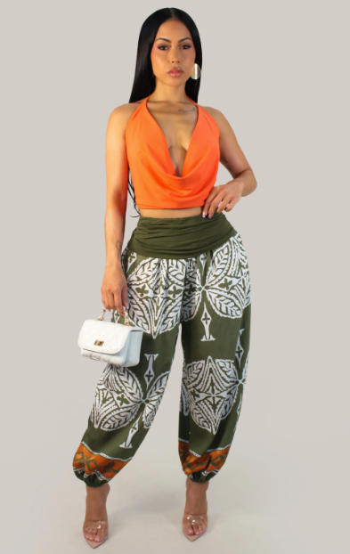 Olive-Orange Bora Bora casual  Set