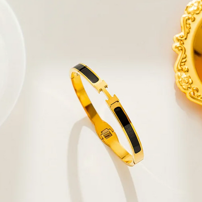 EJ Round Titanium Steel 18k Gold Plated Bangles