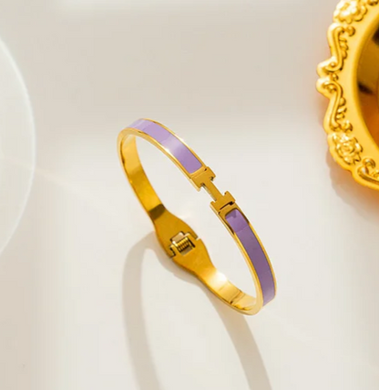 EJ Round Titanium Steel 18k Gold Plated Bangles