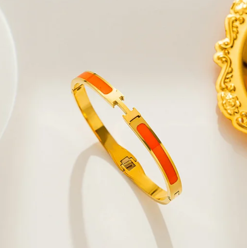 EJ Round Titanium Steel 18k Gold Plated Bangles