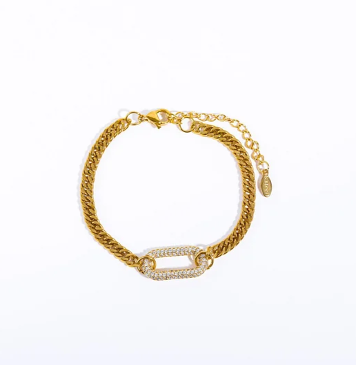 EJ Vintage Stripe Quadrilateral Geometric Titanium Steel Electroplating Necklace and Bracelet Set