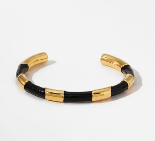 EJ Stainless Steel C-shaped Colorful Oil Drop Open Bracelet