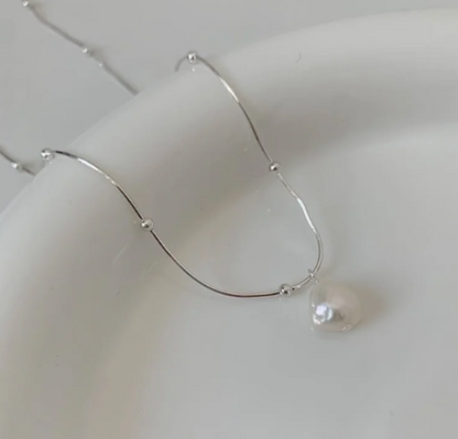 EJ Imitation Pearl Copper Silver Plated Casual Solid Color Necklace